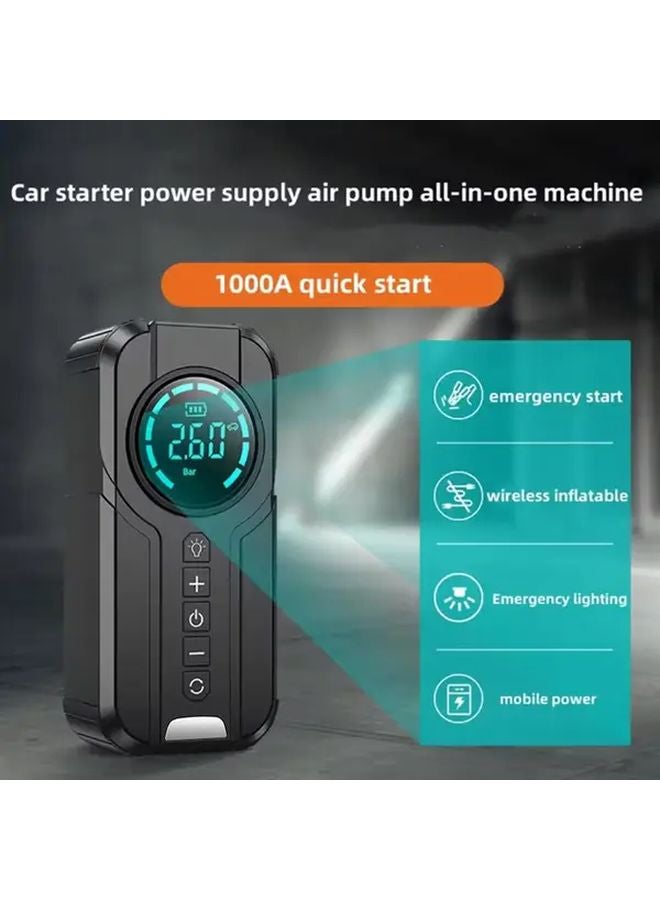 Black 150psi Car Jump Starter with Air Compressor Tire Inflator USB Type C Power Supply - Image 5